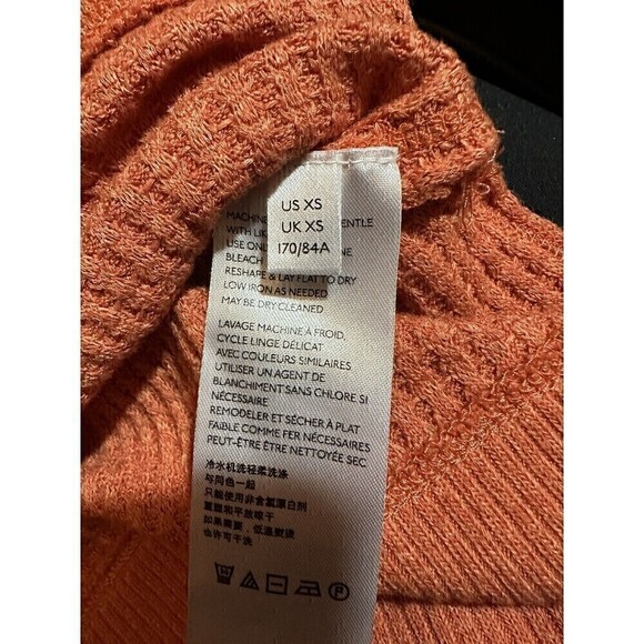 Free People North Shore Thermal Tunic Shirt Bright Coral Orange XS - Picture 6 of 6